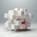 Beautiful white lacquered cubes stacked in rows