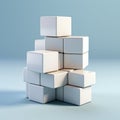 Beautiful white lacquered cubes stacked in rows