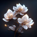 Beautiful white lotus flowers on black background. 3d rendering AI generated Royalty Free Stock Photo