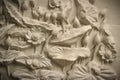 Beautiful white lotus stucco patterned on the boundary wall. Vintage white wall bas-relief stucco in plaster, depicts Lotus Royalty Free Stock Photo