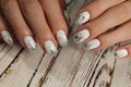 beautiful white manicure Royalty Free Stock Photo