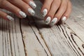 beautiful white manicure Royalty Free Stock Photo