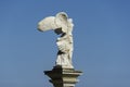 Beautiful white marble statue of Winged Victory of Samothrace called Nike of Samothrace in Aivazovsky landscape park Royalty Free Stock Photo