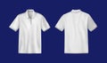 White mens t-shirt template mockup, Front and back, Realistic illustration isolated on Blue background.