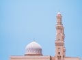 Beautiful white mosque under a blue sky in Khasab, Oman Royalty Free Stock Photo