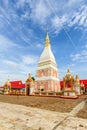 Beautiful white pagoda at Wat Phrathat Renu Nakhon, Nakhon Phanom