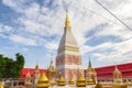 Beautiful white pagoda at Wat Phrathat Renu Nakhon, Nakhon Phanom