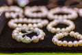 Beautiful white pearl bracelet for sale, premium pearl product f Royalty Free Stock Photo