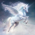 Generative AI: beautiful white pegasus Royalty Free Stock Photo