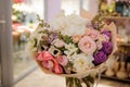 Beautiful white, pink, purple flower romantic bouquet