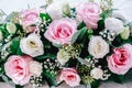 Beautiful white, pink roses for wedding - texture and background Royalty Free Stock Photo