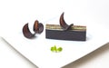 Beautiful white platter with chocolate food item for presentation