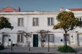 Beautiful white private house with orange trees in Lisbon