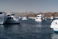 Beautiful white private motor yacht for a boat trip on the Red Sea, Egypt Royalty Free Stock Photo