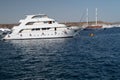 Beautiful white private motor yacht for a boat trip on the Red Sea, Egypt Royalty Free Stock Photo