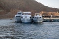 Beautiful white private motor yacht for a boat trip on the Red Sea, Egypt Royalty Free Stock Photo