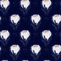 Beautiful white protea flowers in seamless pattern vector regular repeat for fashion ,fabric and all prints