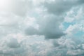 Beautiful white puffy fluffy cirrocumulus clouds & cotton candy cumulus cloudscape on beautiful sunny blue sky background Royalty Free Stock Photo