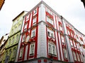 Beautiful white-red building in Prague. Royalty Free Stock Photo