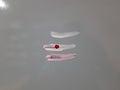 Beautiful white and red color shivanama or vibhuti three line on forehead and machine equipment during Ayuda Puja season