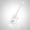 Beautiful White Retro Electric Guitar in Clay Style. 3d Rendering