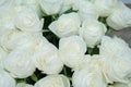 The beautiful white roses bouquet.