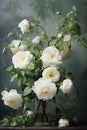 Beautiful white roses in an elegant vase art illustration Royalty Free Stock Photo