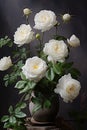 Beautiful white roses in an elegant vase art illustration Royalty Free Stock Photo