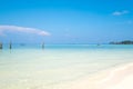 Beautiful white sand beach with soft ocean wave in summer time c Royalty Free Stock Photo