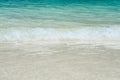 Beautiful white sand beach with soft ocean wave in summer time, Royalty Free Stock Photo
