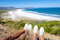 Beautiful white sand Noordhoek beach along Chapman& x27;s peak drive Cape Town South Africa Royalty Free Stock Photo