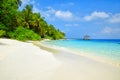 Beautiful white sand tropical beach landscape. Maldives island, Indian Ocean. Travel and summer vacation background Royalty Free Stock Photo