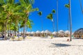 Beautiful white sandy beach of a luxury resort in Punta Cana, Dominican Republic Royalty Free Stock Photo