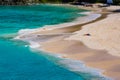 Beautiful white sandy beach surrounded by turquoise water in Trunk Bay on the island of St. John Royalty Free Stock Photo