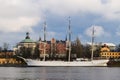 Beautiful White Ship Standing in Ship Port in Stockholm, Sweden Royalty Free Stock Photo