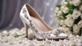 Beautiful white shoes the bride, flowers celebration style event engagement