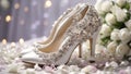 Beautiful white shoes the bride, flowers class ic elegance style event engagement