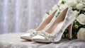 Beautiful white shoes the bride, flowers celebration style event accessories romantic