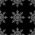 White snowflakes on a black background. Square. Preparation for winter holidays. Merry Christmas and happy New year. Background. Royalty Free Stock Photo