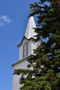 Beautiful white steeple of a church Royalty Free Stock Photo