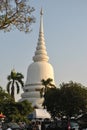 Beautiful White Stupa In Temple Bangkok Thailand Wat PhraSri