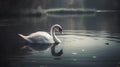 Beautiful white swan swimming on the lake. Toned. Royalty Free Stock Photo