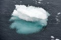 Iceberg with turquoise shining water in dark sea, Greenland