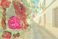 Beautiful White Walls Decorated with Colorful Flowers Royalty Free Stock Photo