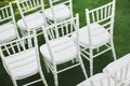 Beautiful white wedding chairs at the ceremony in the Park Royalty Free Stock Photo