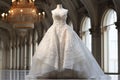 Beautiful white wedding dresse background. Generative AI