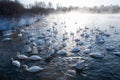 Beautiful white whooping swans Royalty Free Stock Photo