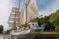 Beautiful white yacht Meridianas- famous symbol of old town of K