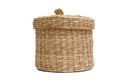 Beautiful wicker basket, handmade on a white background, isolated Royalty Free Stock Photo
