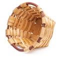 Beautiful wicker basket lying and empty. Craftsman and handmade at home. Side view. Royalty Free Stock Photo